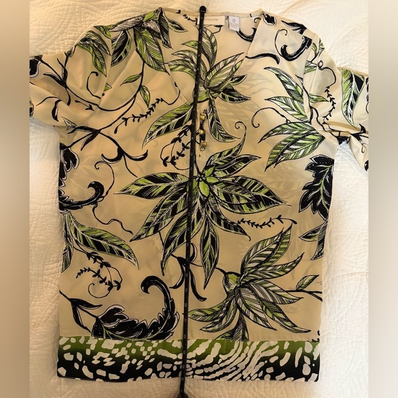 Dark Floral Bohemian Goth Indie  Blouse Black Cream Olive Green Size 0 - Picture 6 of 6